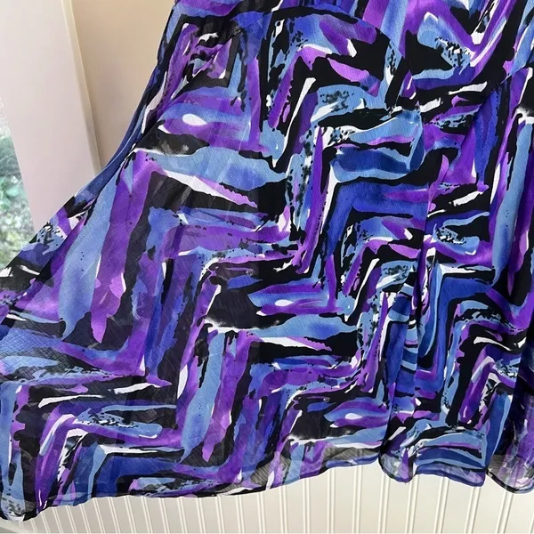 NWT Fashion Bug Abstract Purple Blue Tiered Maxi Skirt Large Art To Wear - Image 10