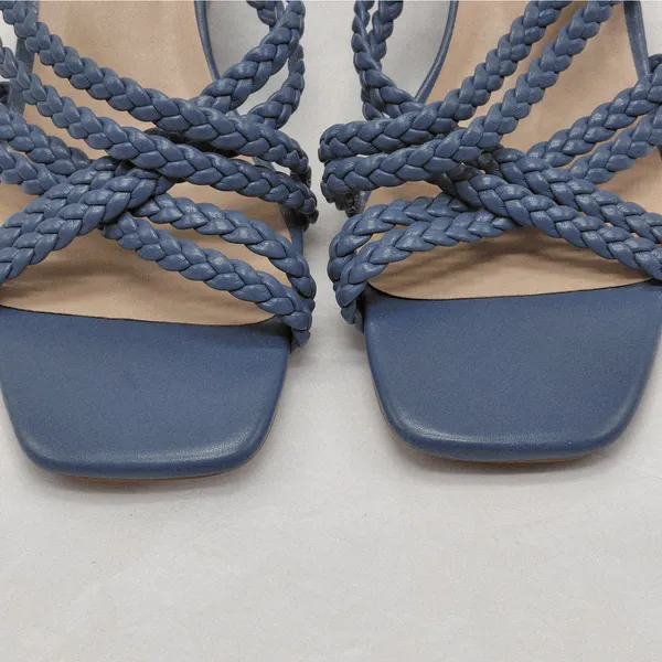 Journee Collection Baylen Wedge Sandals Women's 7.5 Blue Slip On Casual Shoes - Image 6