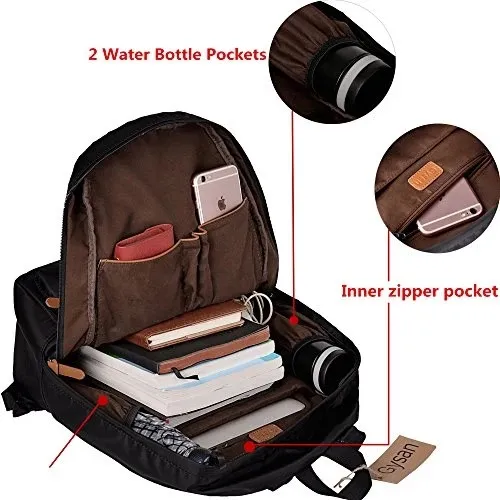 Gysan Black Backpack with Tan Accents — Everyday Backpack/Book Bag - Image 4