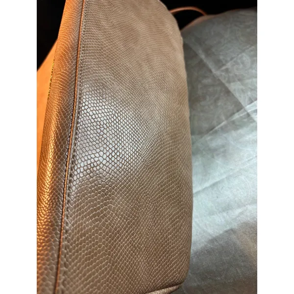 Like Dreams Tan Snake Embossed Woven Shoulder Bag Crossbody Gold Hardware - Image 7