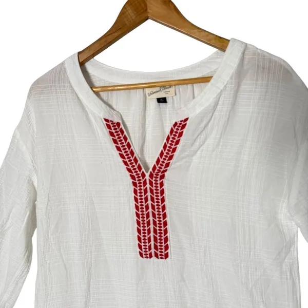 Womens Embroidered Peasant Blouse Size XS White BOHO Cotton Lightweight - Image 4