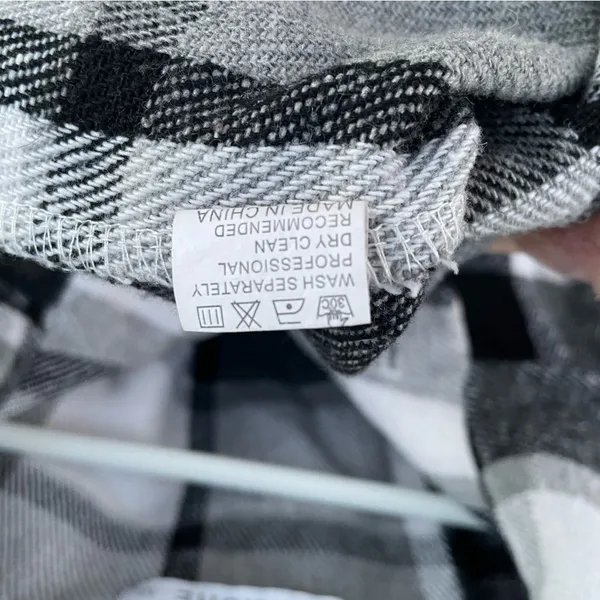 UNISHE Black‎ and White Plaid Fleece Shacket Black Size M - Image 5