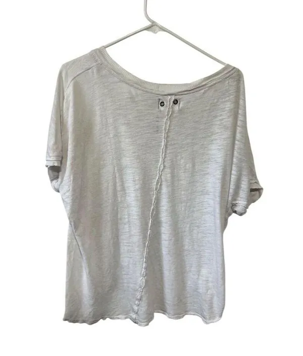 Free People Women's Cropped V-Neck T-Shirt Gray Size M Standard Casual - Image 2