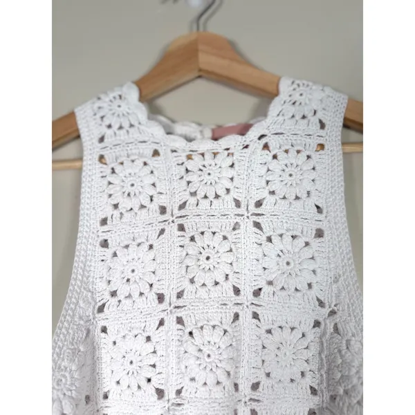Show Me‎ Your Mumu Laguna Top White Daisy Crochet Cotton Boho Crop XS Festival - Image 3