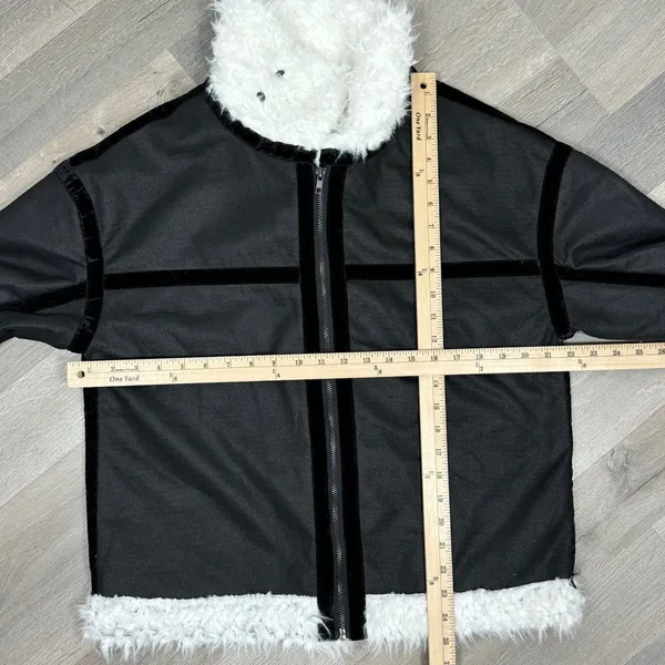 Princess Polly‎ Mariana Jacket Small Medium Black PU Faux Fur Lined Moto Biker - Image 14