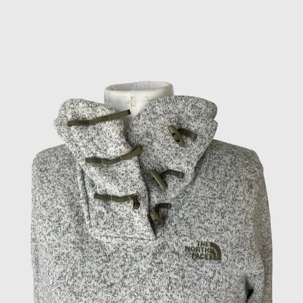 The North Face Crescent Hoodie Pullover Knit Sweatshirt Toggle Gray Womens Large - Image 3
