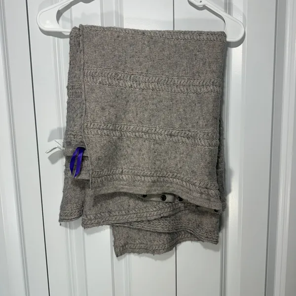 Seraphine Caleb Nursing Shawl Women OS Grey Cable Knit Lambswool Cashmere Blend - Image 2