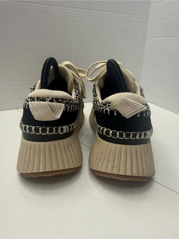 Dolce Vita Dolen Platform Sneakers in Black and White Woven Fabric size 9 - Image 3