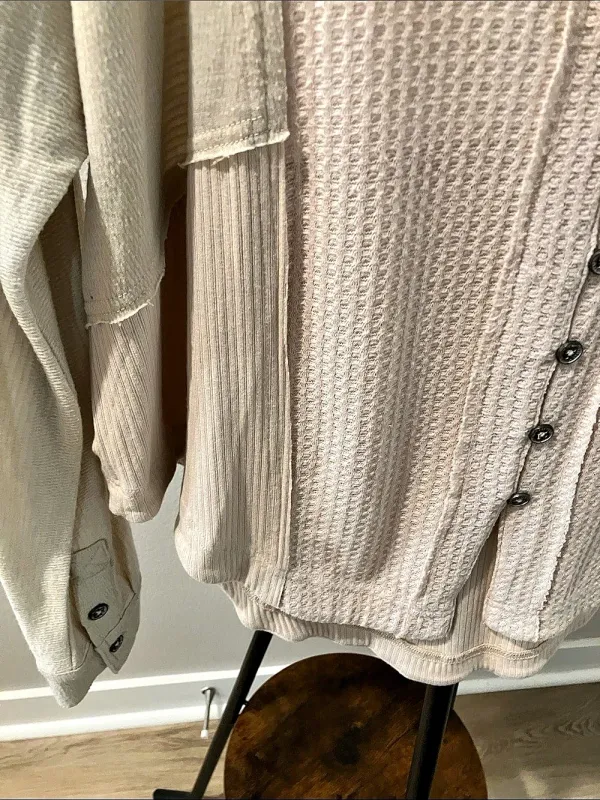 BKE Textured Button Front Shirt in Beige - Image 5