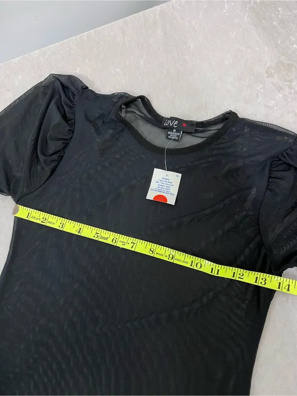 Nwt Black Sheer Long-Sleeve Mesh Top size M - Image 6