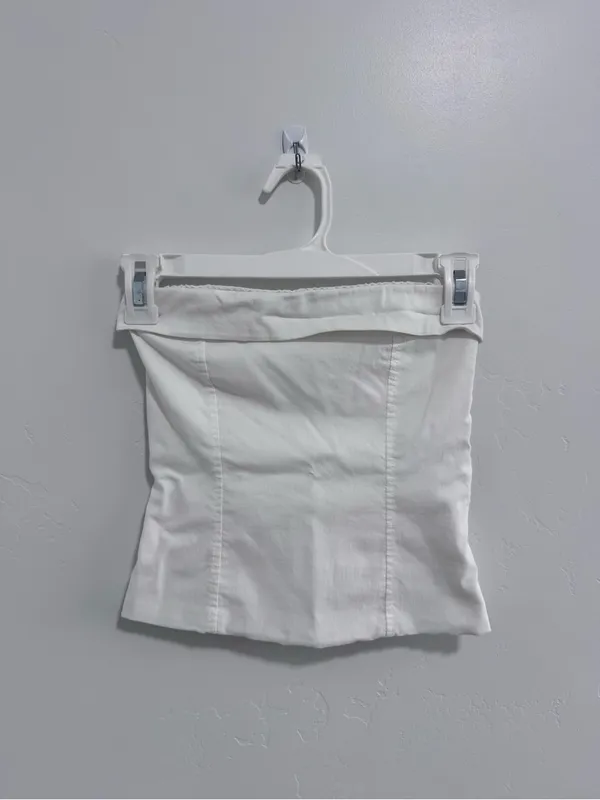 Zara Cream Strapless Crop Top - Image 3