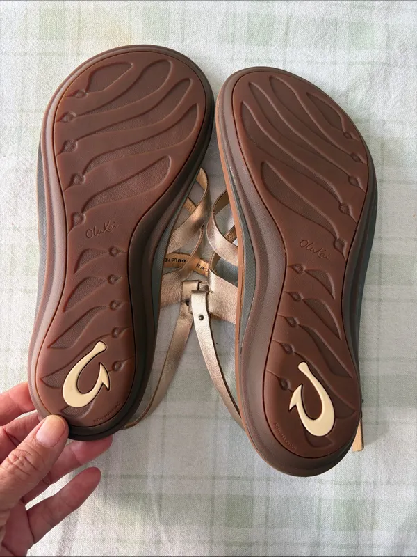 Olukai U’I KO’OWomen’s Metallic Strappy Toe-Loop Sandals - Rose Gold - Image 3