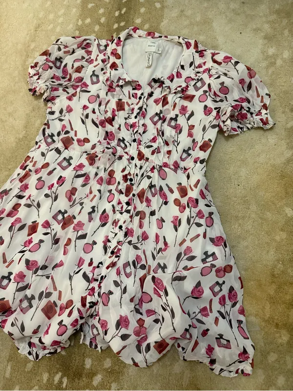 Maeve Anthropologie Floral Perfume Print Puff Sleeve Dress XLP Plus Petite - Image 3