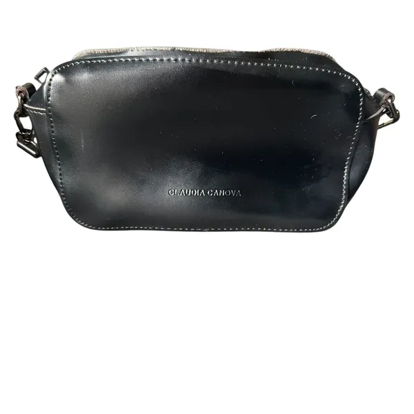 CLAUDIA CANOVA Faux Leather Crossbody Camera‎ Bag Black - Image 4