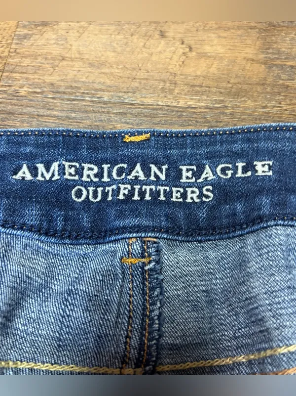 2013 American Eagle Low Rise Artist Crop Jeans Womens 8 Blue Denim Y2K Indie - Image 4