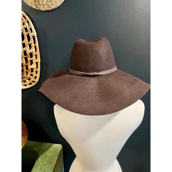 American Eagle Brown 100% Wool Wide Brim Floppy Hat - Image 4