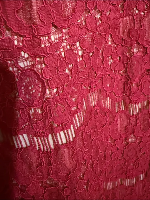 Burgundy Lace Fit & Flare Dress Sleeveless Cocktail Wedding Guest Women’s large - Image 8