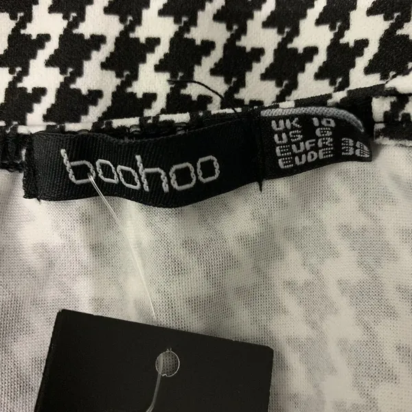 Boohoo Dress 6 Black White‎ Check NWT Square Neck Trendy Sleeveless - Image 6