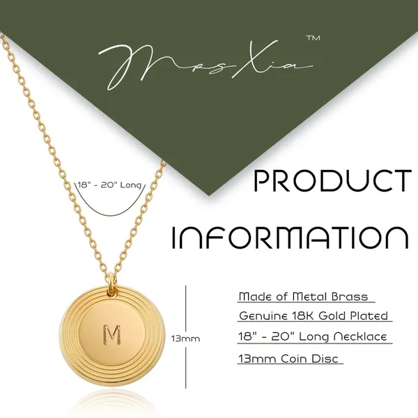 Dainty Initial Necklace 18K Gold Filled Coin Disc Letter G Engraved Pendant - Image 4