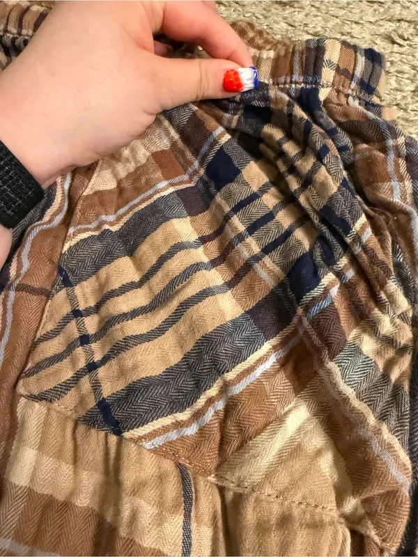 Aerie Tan Navy Plaid Soft Gauze Pajama Jogger Lounge Pants - size XL - Image 4