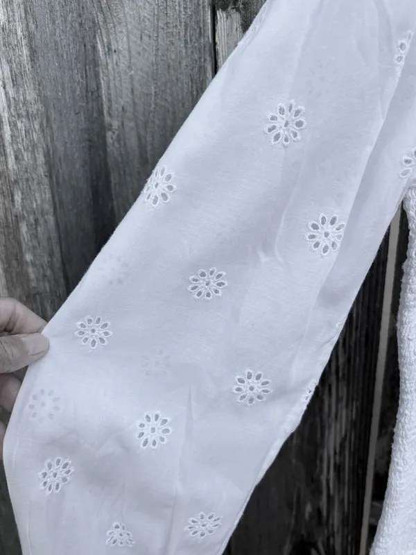 EUC LoveShackFancy Jayce Smocked Eyelet Scalloped Hem Mini Dress White Large - Image 7