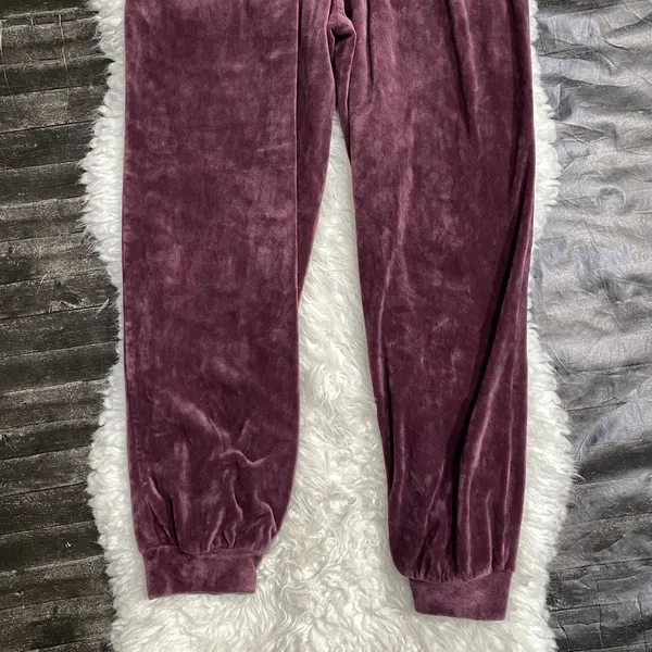 Purple Burgundy Velour Jogger Sweatpants Y2k Lounge Comfy Casual - Image 7