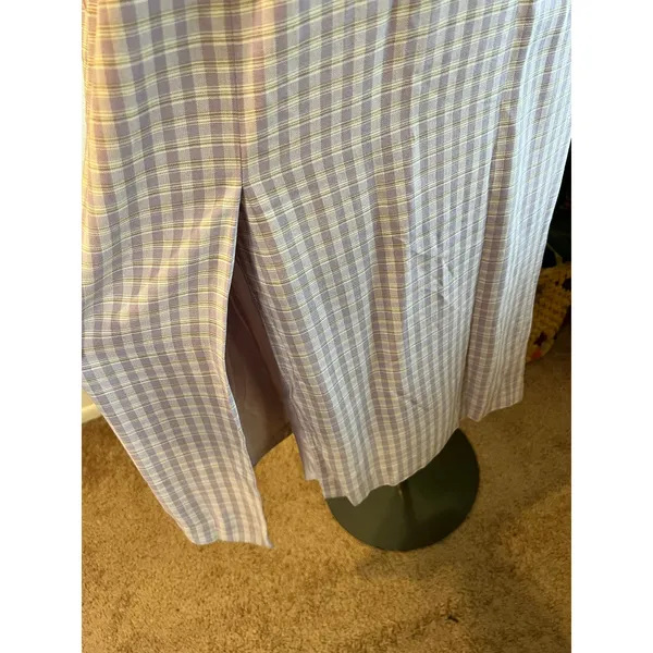 Deadstock 90s Purple Gingham USA Made Rayon Midi Skirt Size 16 Susan Bristol - Image 10