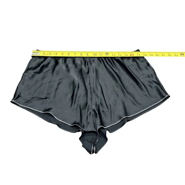 Victoria's Secret Satin Sleep Shorts Size XL Black Rhinestone Trim - Image 3