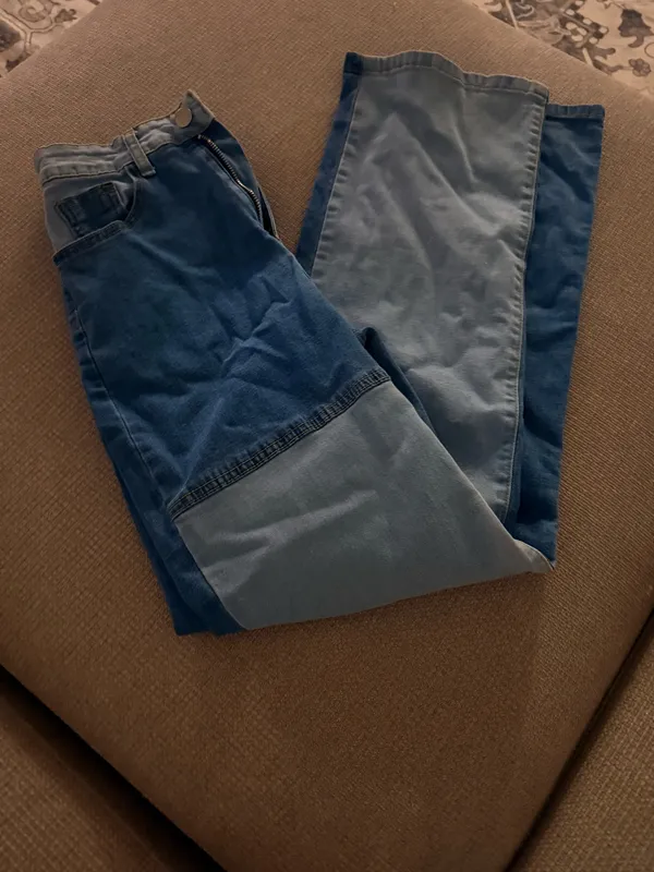 Block printed jeans Blue - Image 2