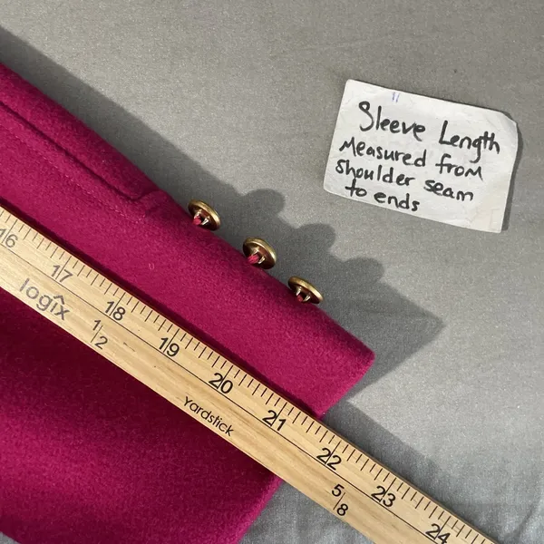 Vintage Fuchsia Pink Trench Coat Womens Size 14 Wool Double Breasted Glam 80s - Image 14