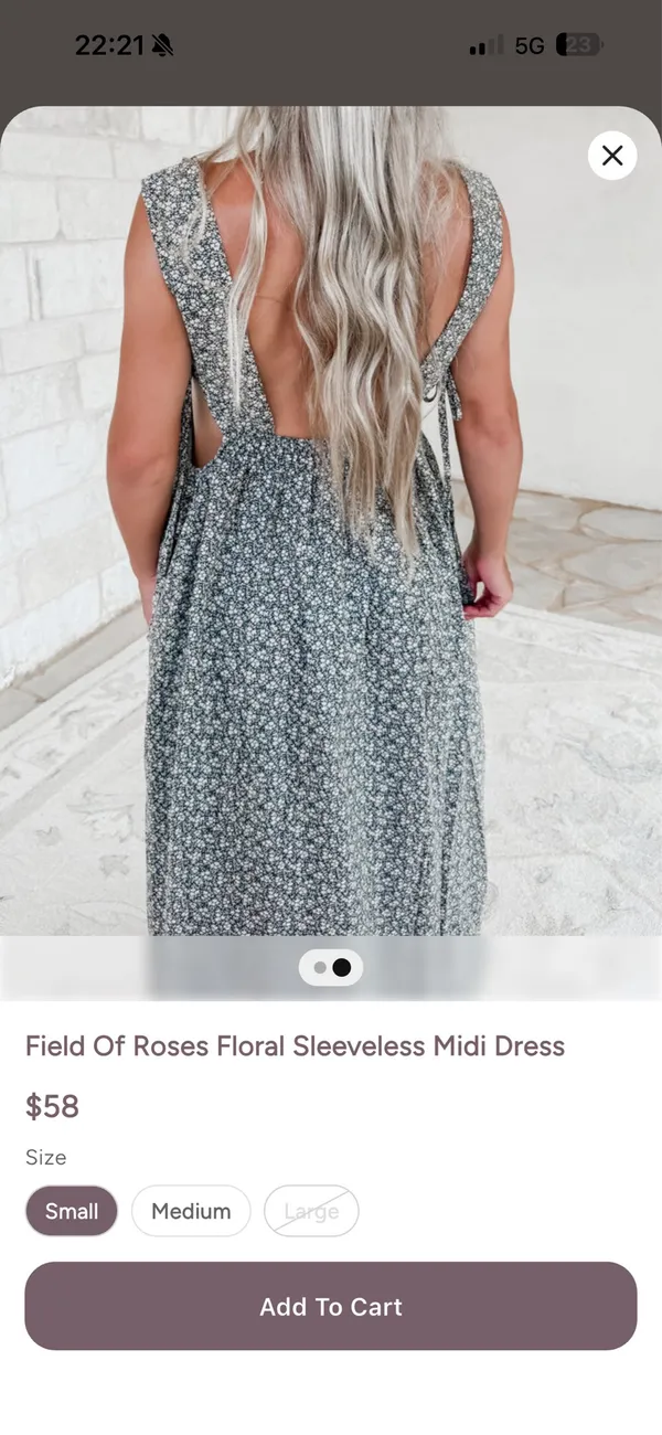 Field of Roses Floral Sleeveless Midi Dress - Image 4
