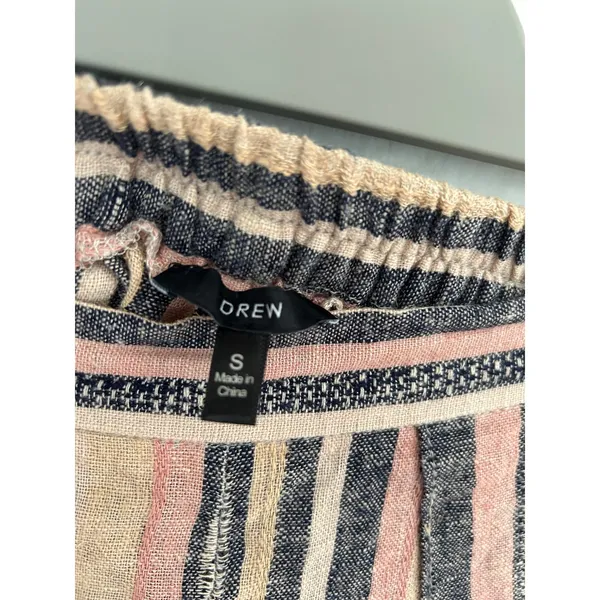 Drew Striped Wrap Front Tulip Hem Pants‎ Pink Navy Tan Small - Image 6