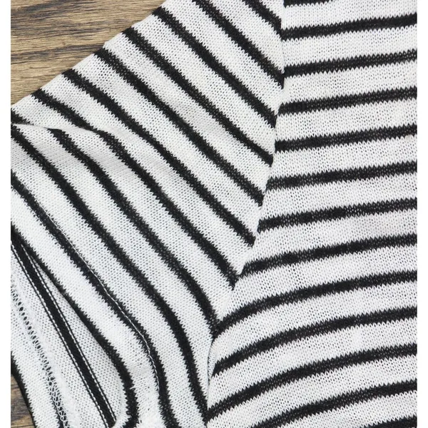 NWT Freshman Juniors Knit Striped Lace-Up T Shirt Top Black / White XL - Image 7