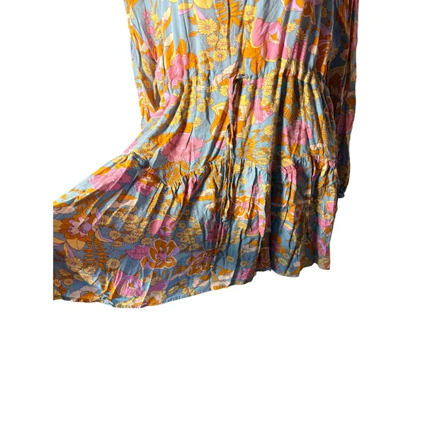 Entro Floral Mini Dress Womens Medium Blue Pink‎ Excellent Tiered Boho - Image 8