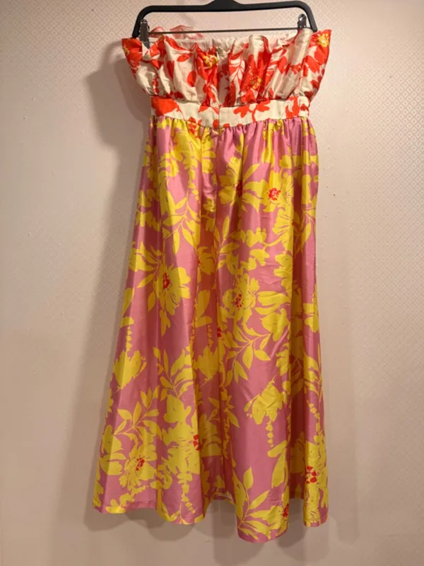 Anthropologie Vineet Bahl Multicolor Floral Strapless Gathered Midi Dress Sz XS - Image 8