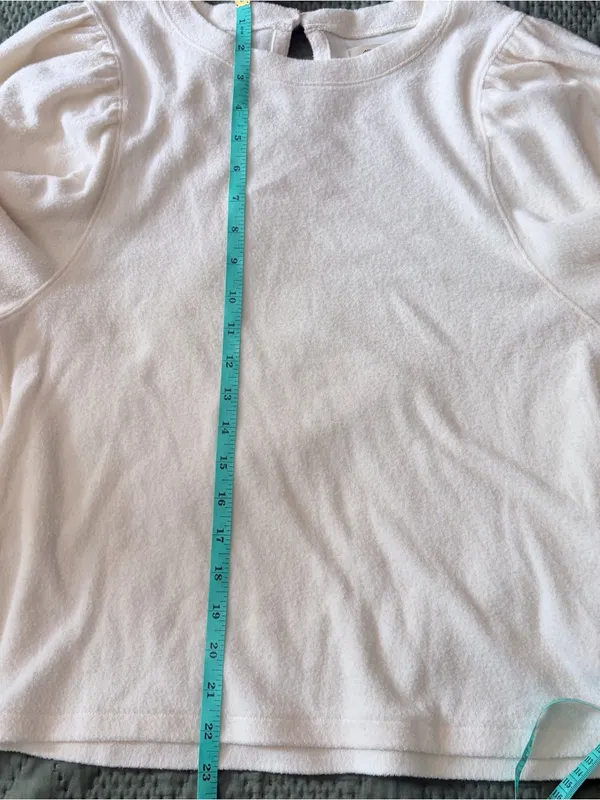 Madewell Off White Puff Sleeve Top Medium - Image 6