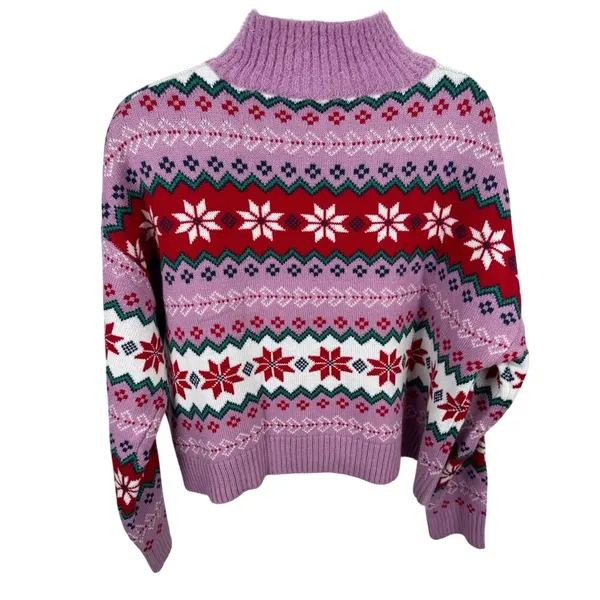 33 Degrees Fair Isle Snowflake XXL Purple Red Winter Knit Pullover‎ - Image 2