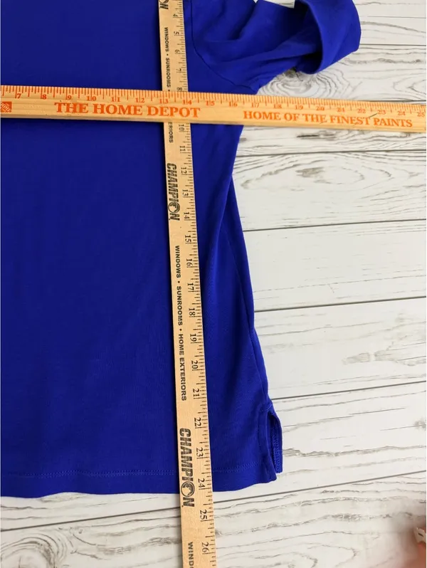 Lauren Ralph Lauren Women’s M Cobalt Blue Gold Zip Boat Neck Cuff Sleeve Top - Image 6