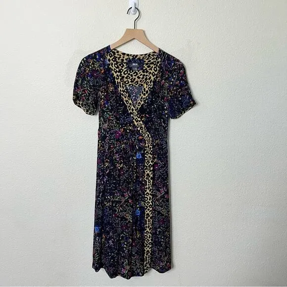 Anthropologie Maeve Cheetah Floral Multi‎ Purple Dress Knee Length Womens Size 0 - Image 4