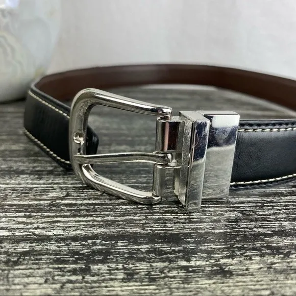 Wrangler Black & Silver Leather Belt 28 - Image 3