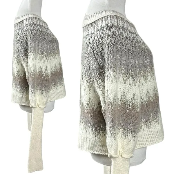 Free People Wool Fair Isle Puff Sleeve Sweater Home For the Holidays Small - Image 10