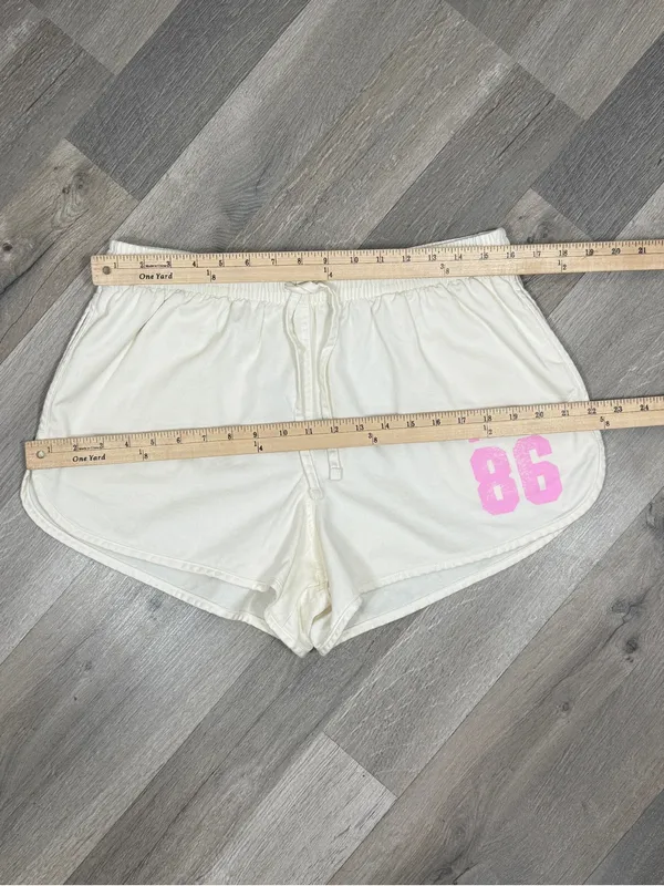 Pink by Victorias Secret Retro‎ Logo Athleisure Jogger Shorts Cream Pink Large - Image 10