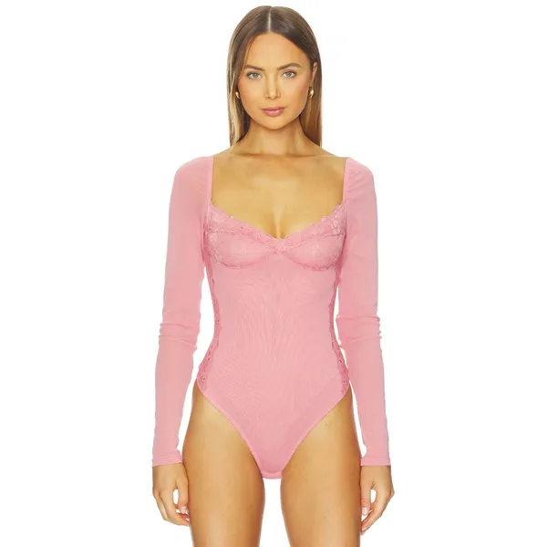 Free People -Suddenly fine bodysuit in Glowing Mauve Size Small NWT - Image 2
