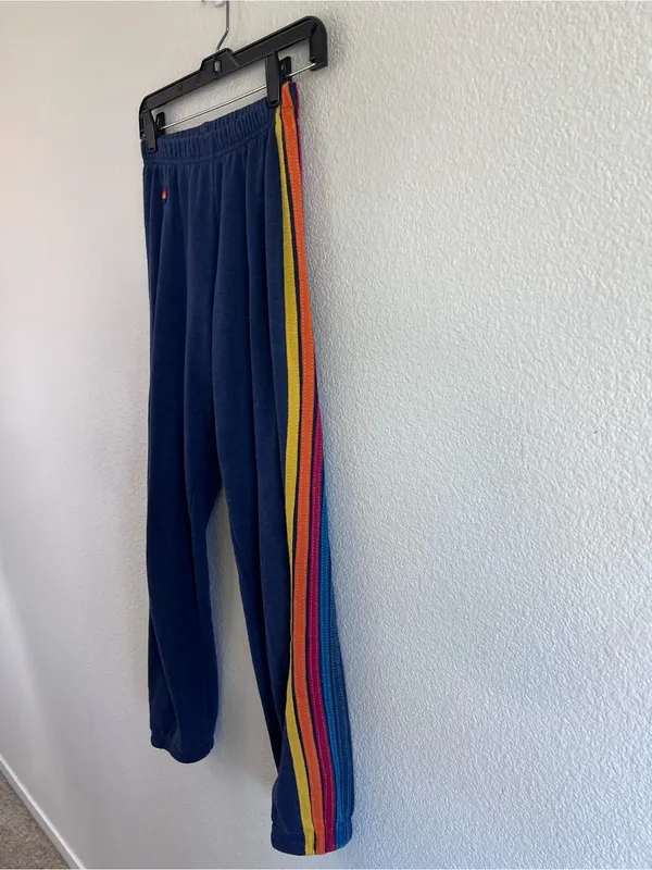 Aviator Nation Women's 5 Stripe Sweatpants Joggers Navy Blue - Image 4
