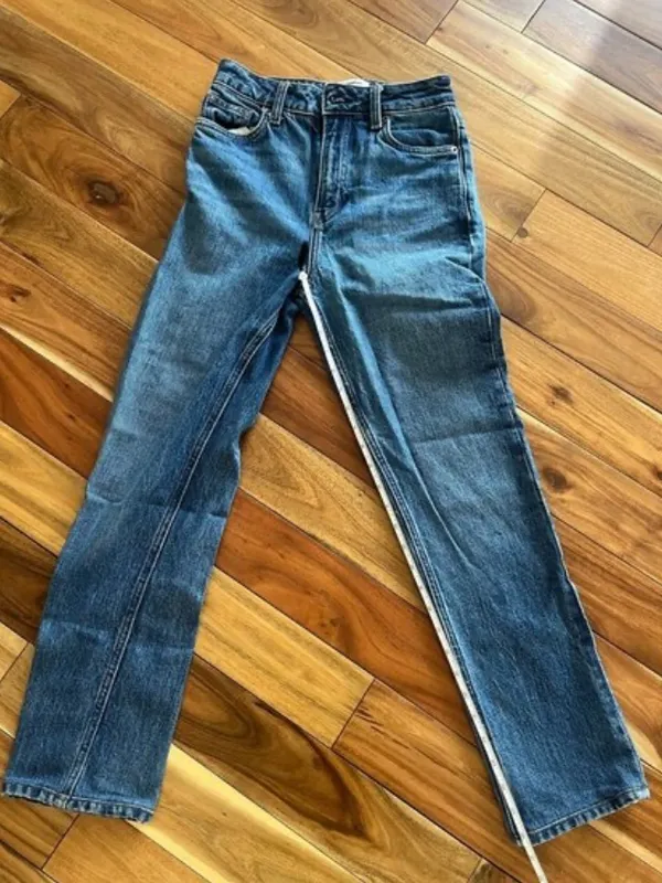 Reformation Liza Ultra High Rise Blue Slim Straight Jeans 25 - Image 5