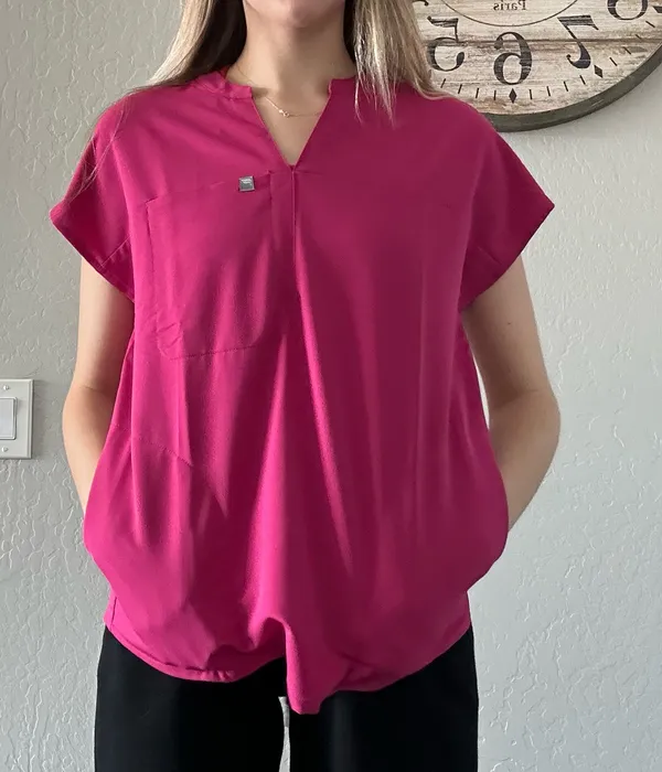 XS Pink Fabletics Scrub Top - Image 2