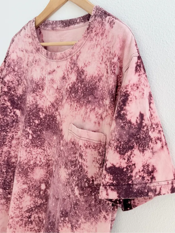 Custom Bleached Pocket Tee Pink Size XXL - Image 5