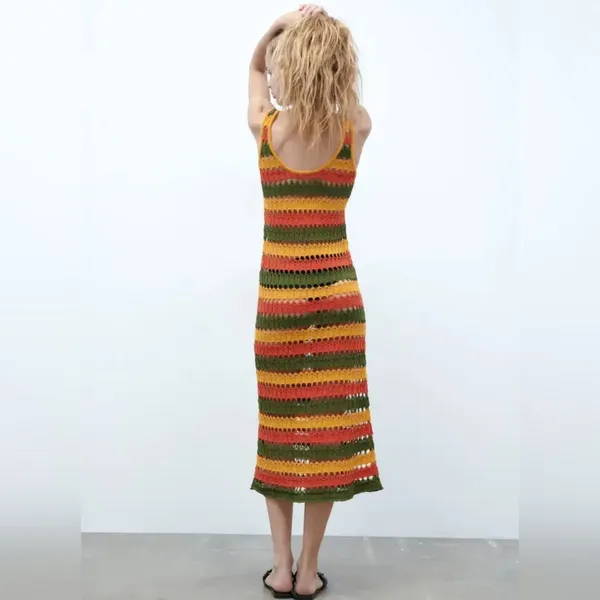 New Zara Striped Knitted Dress. Multicolor. Medium - Image 4