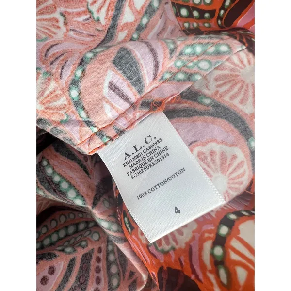 ALC Frank Alice Mini Dress Orange Rose Floral Print Cotton Size 4 - Image 14
