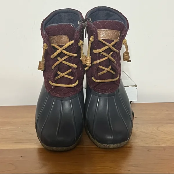 Sperry Top-Sider Saltwater‎ Quilted Duck Boots Womens Wine Color Size 5M - Image 3